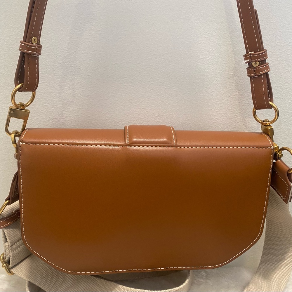 ZARA Cognac Faux Leather Bag - EUC - Picture 7 of 7